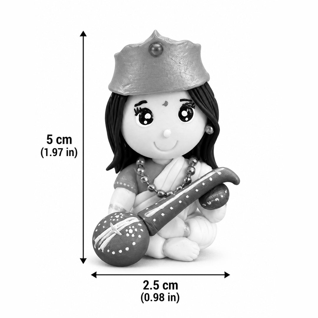 Handmade Miniature Saraswati Clay Golu Doll For Festive Decor