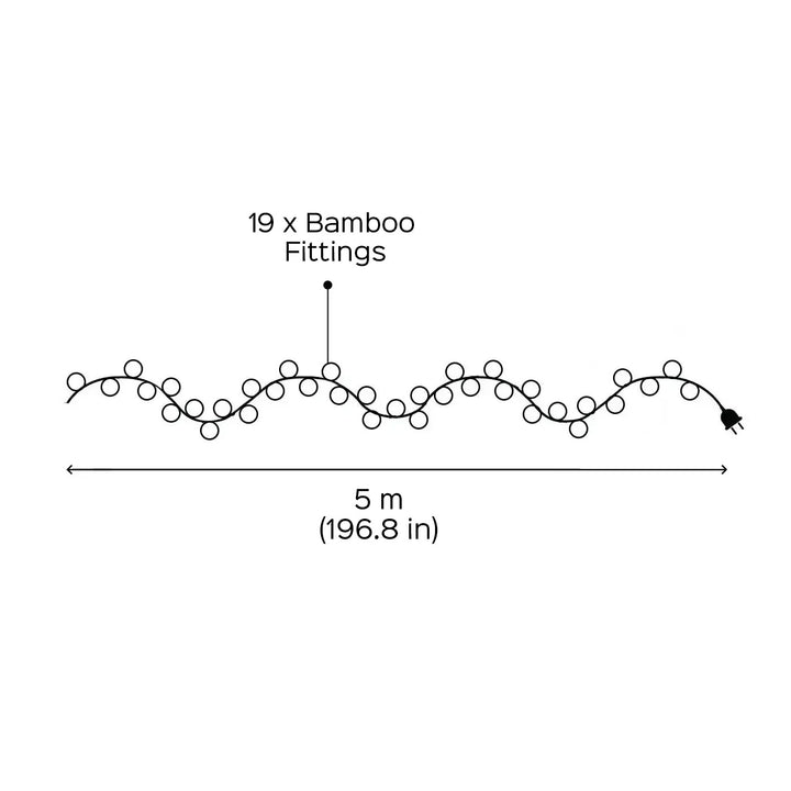 5m, 19 Bulbs | Eco-Friendly Handmade Christmas Bells Bamboo LED Fairy Light