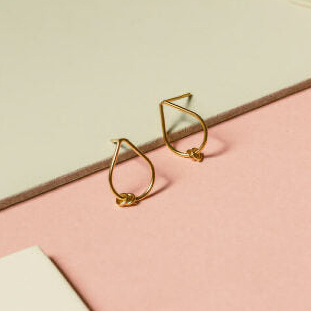 Handmade Drop Shaped Stud With Hangings Brass Earrings