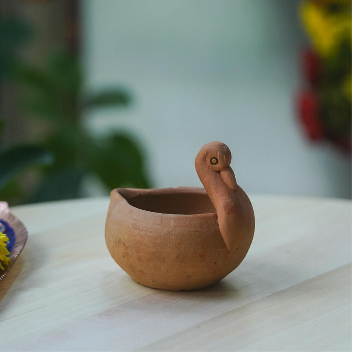 Handmade Duck-Shaped Terracotta Diya I Set of 2