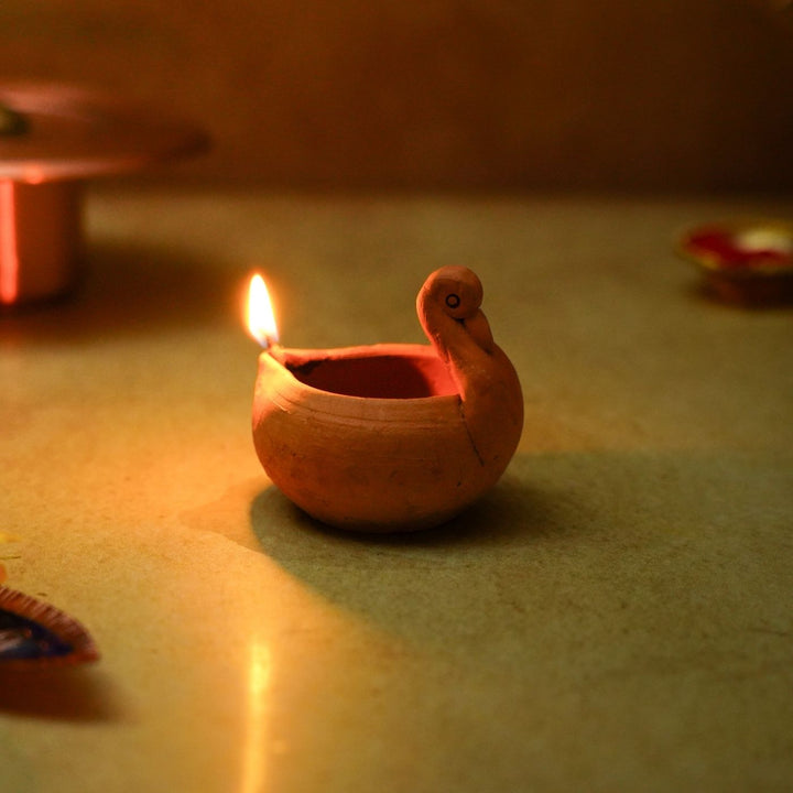 Handmade Duck-Shaped Terracotta Diya I Set of 2