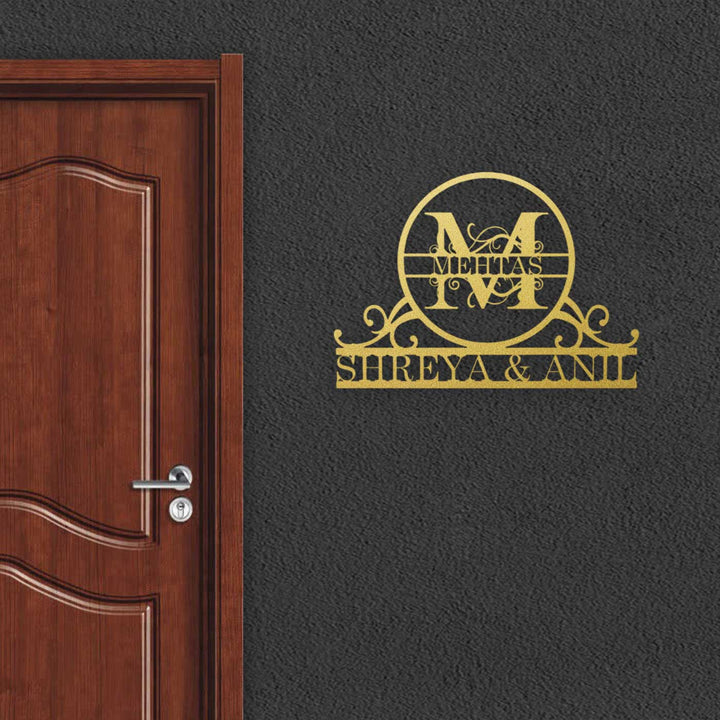 Personalized Ornate Weatherproof Name Plate with Monogram