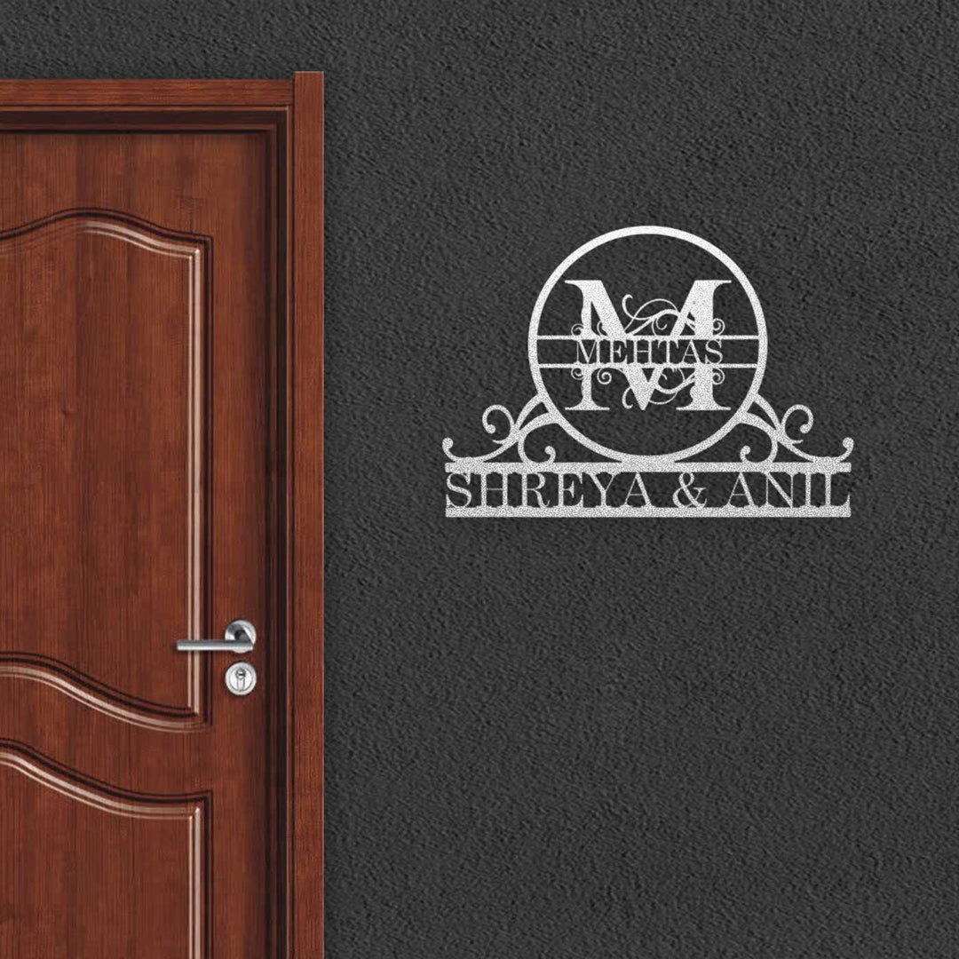 Personalized Ornate Weatherproof Name Plate with Monogram