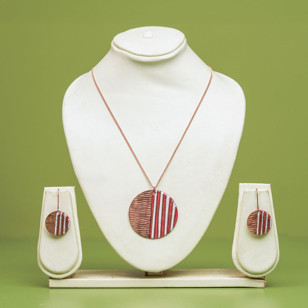 Hand Crafted Small Fire Copper Enamel Crinkle Set