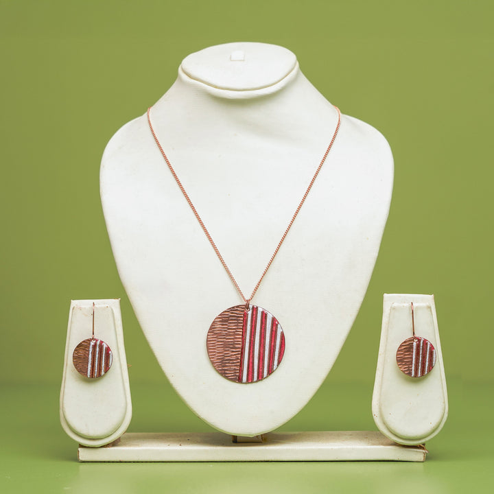 Hand Crafted Small Fire Copper Enamel Crinkle Set