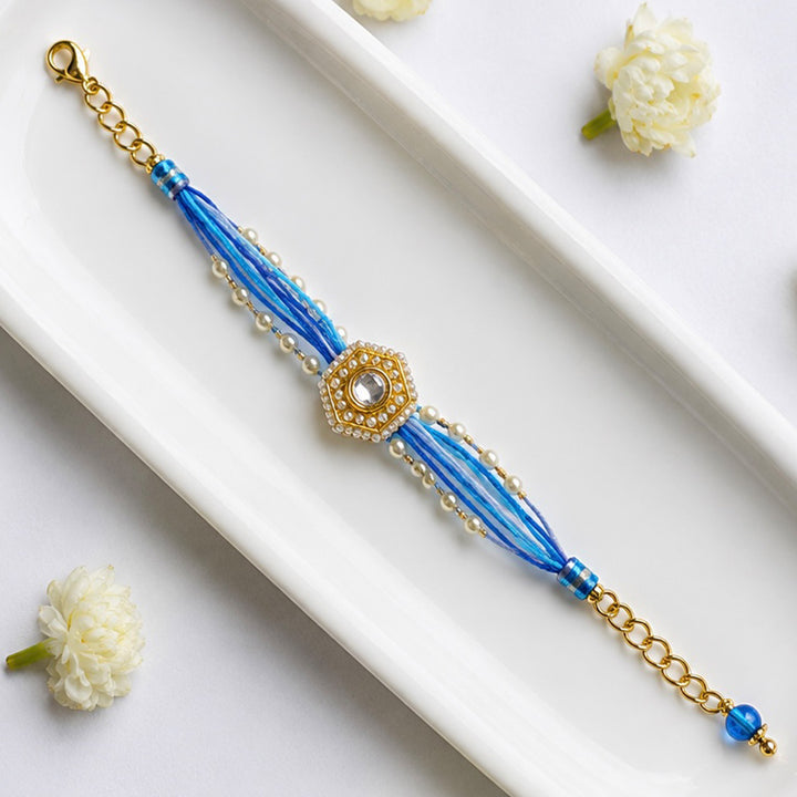 Handcrafted Meenakari Bhai Rakhi with Watch-Style Bhabhi Bracelet | Set of 2