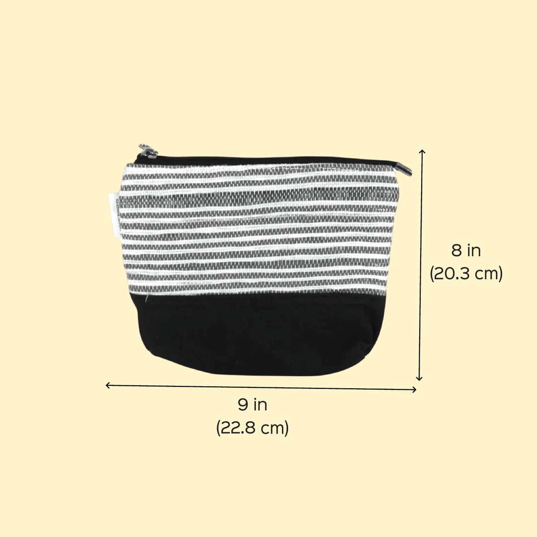Orange and White Striped Upcycled Plastic Handcrafted Utility Pouch