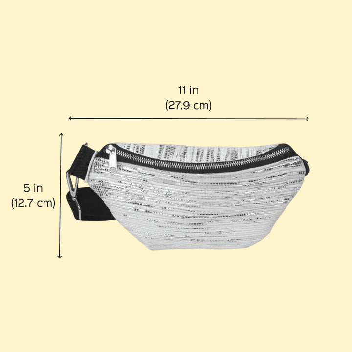 Blue and White Upcycled Handcrafted Lightweight Plastic Fanny Pack Crossbody Bag