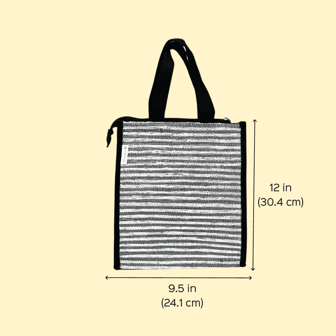 Upcycled Handcrafted Plastic Lunch Bag For Everyday Use | Fits 3 Lunchboxes & 1L Water Bottle