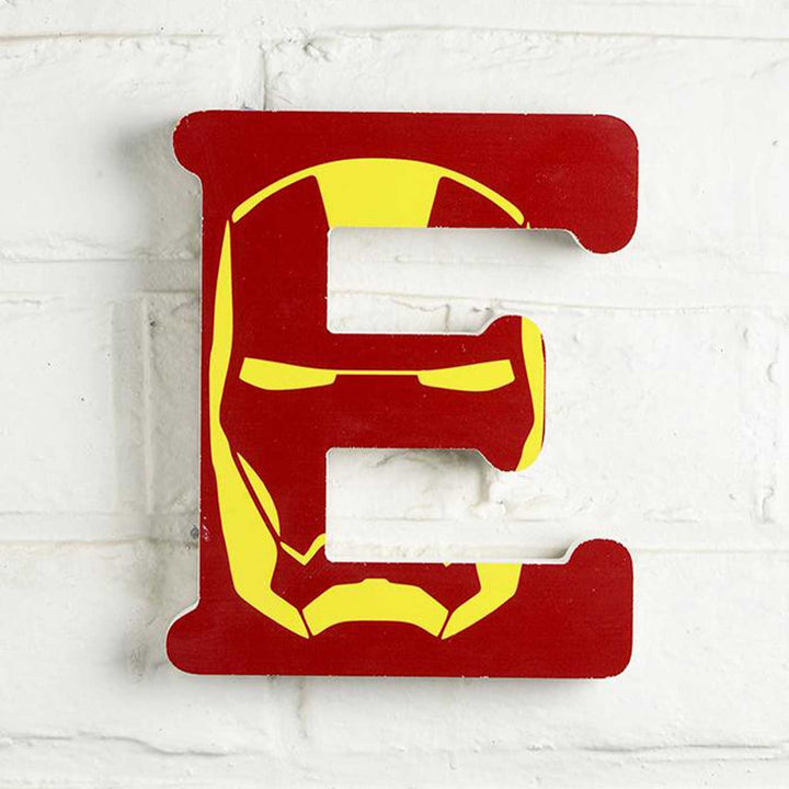 Handmade Iron Man Theme MDF Wood 3D Wall Letter For Kids - E