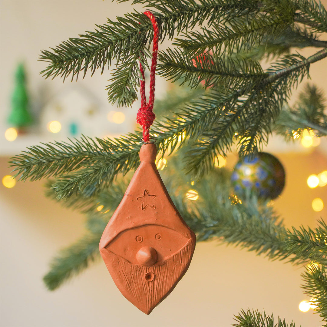 5 Pc | Handmade Terracotta Ornaments For Christmas Tree Decoration