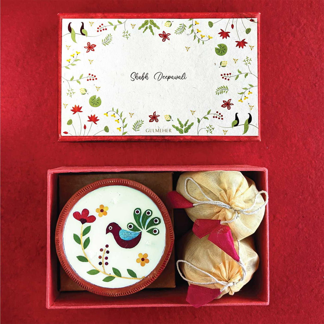 Festive Cheer Gift Box with Diyas & Rangoli Colors