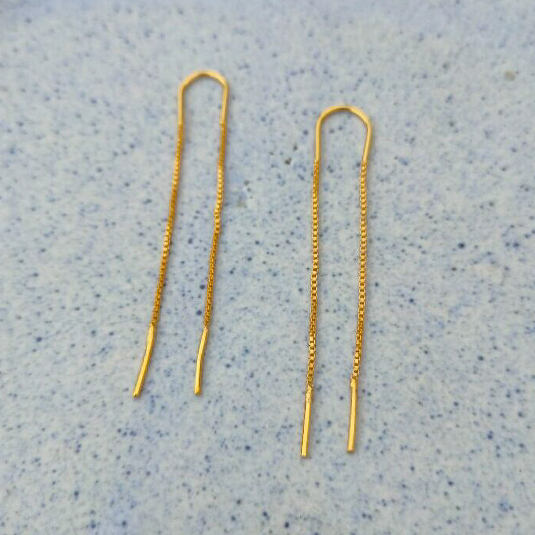 Modern Handmade U Shaped Threaders Earrings | 18 K Gold Dipped