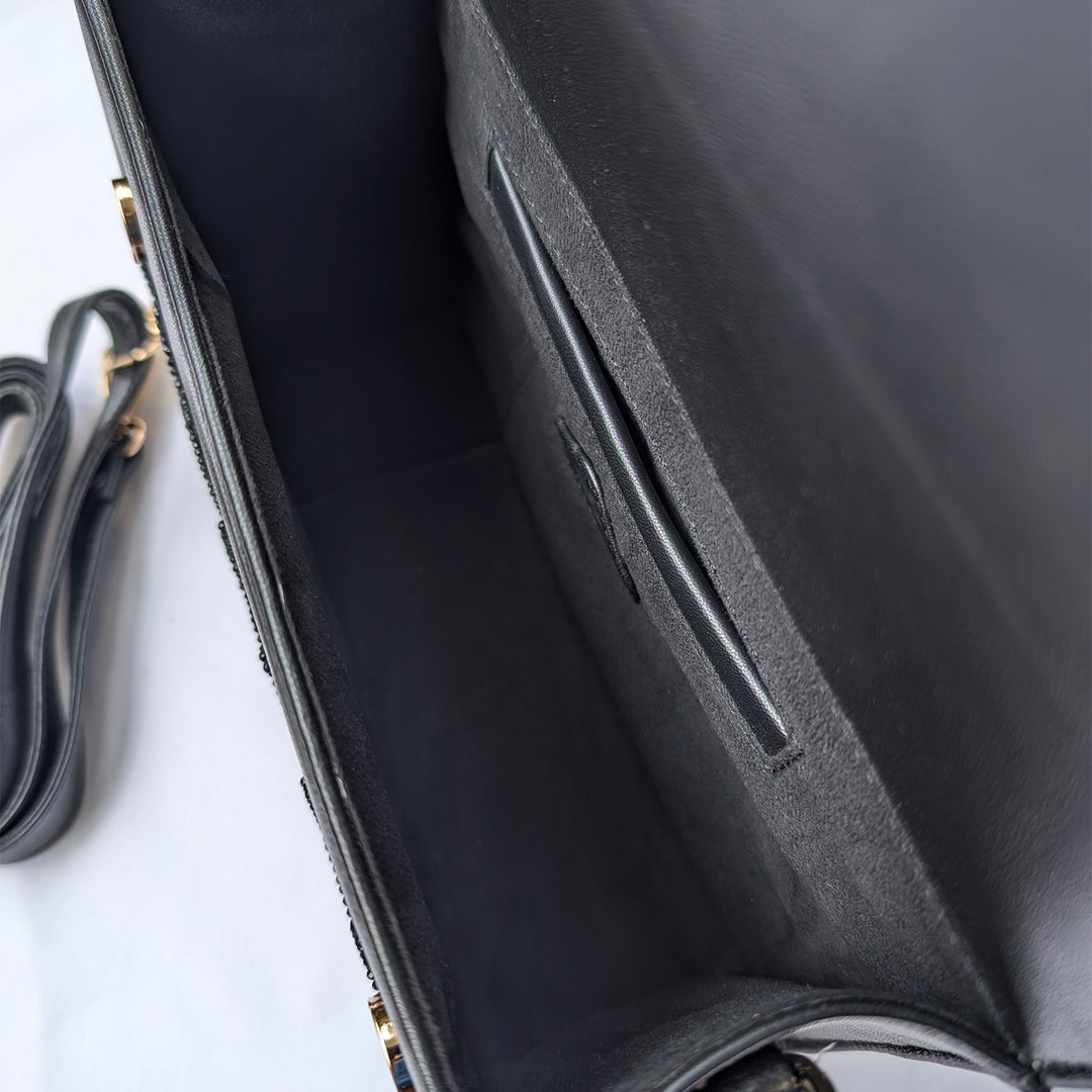 Embellished Black Eclat Noir Leather Handbag