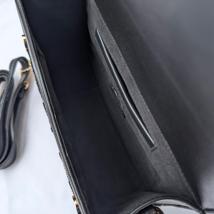 Embellished Black Eclat Noir Leather Handbag