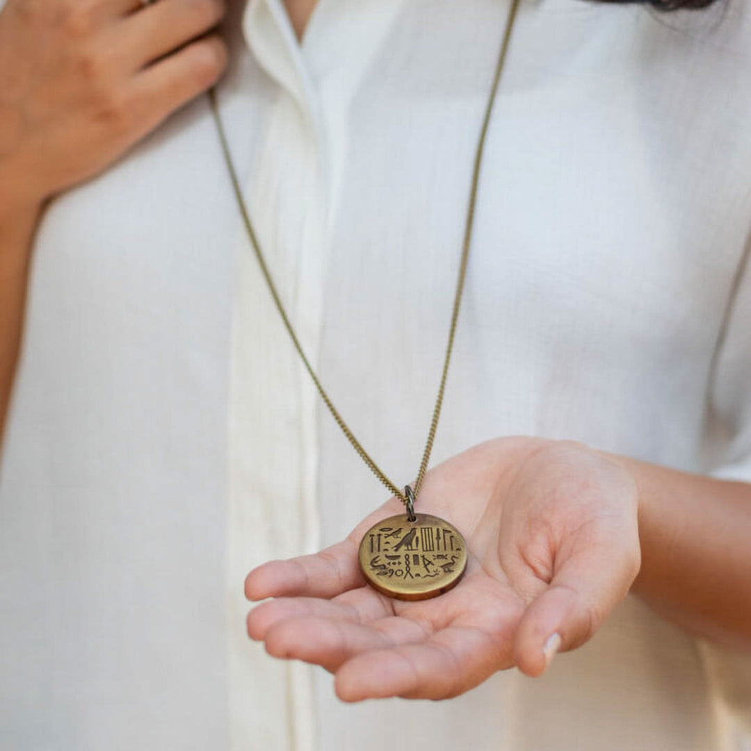 Handmade Egyptian Disc Brass Necklace