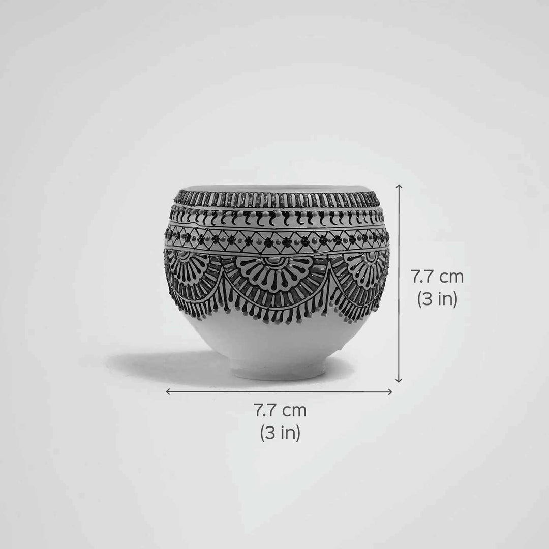 Mehendi Border Art - Bowl Candle - Gold