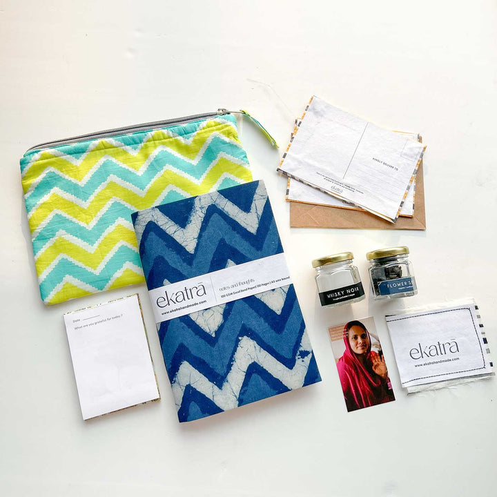 Eco-friendly Handmade Blue Chevron Gratitude Hamper