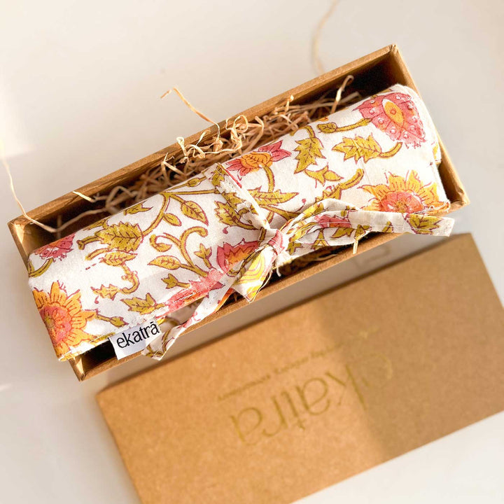 Hand-stitched Cotton Fabric Pink Floral Roll Up Case