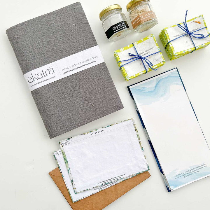 Eco-friendly Handmade Grey Solid Journal & Self-Care Hamper