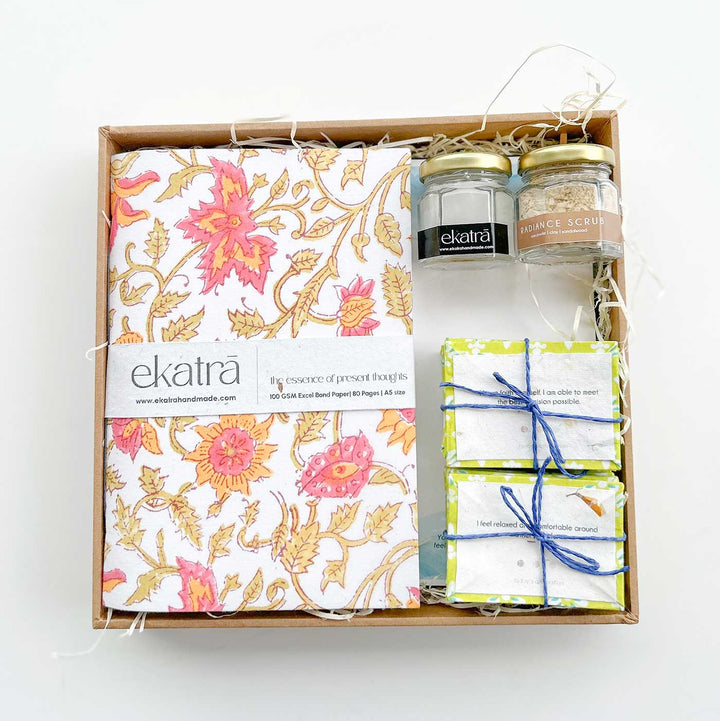 Eco-friendly Handmade Pink Floral Journal & Self-Care Hamper