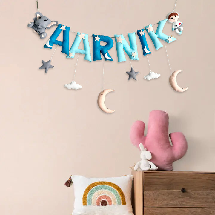 Handcrafted Personalized Ele & Astro Themed Bunting For Kids