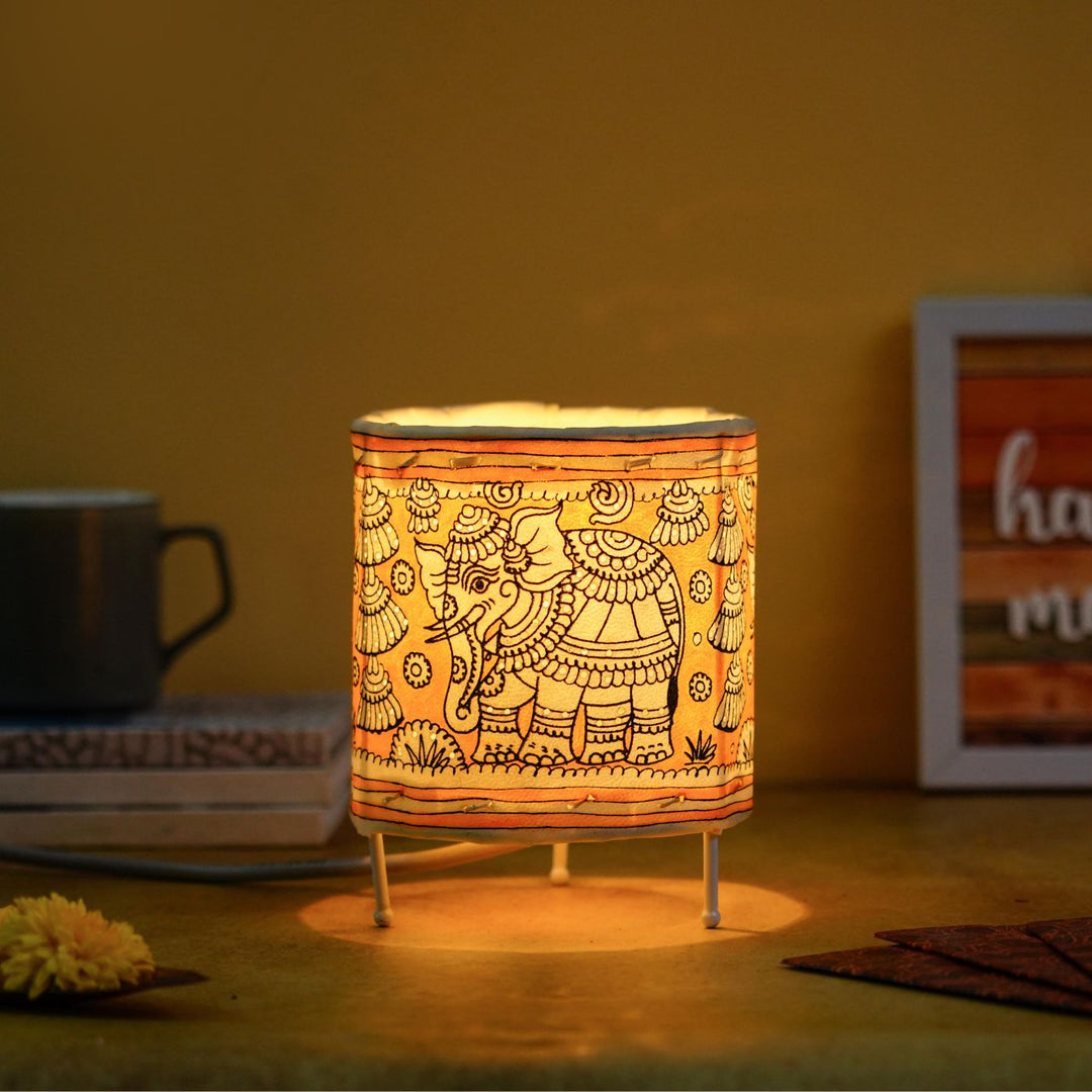 Hand Painted Tholu Bommalata Small Tabletop Lamp | 5 inches