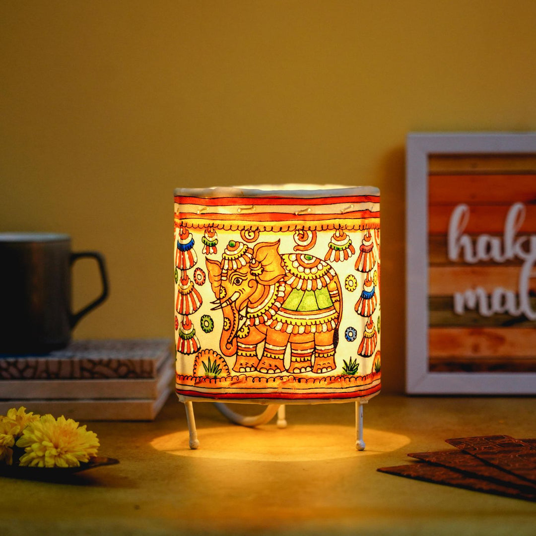 Hand Painted Tholu Bommalata Small Tabletop Lamp | 5 inches