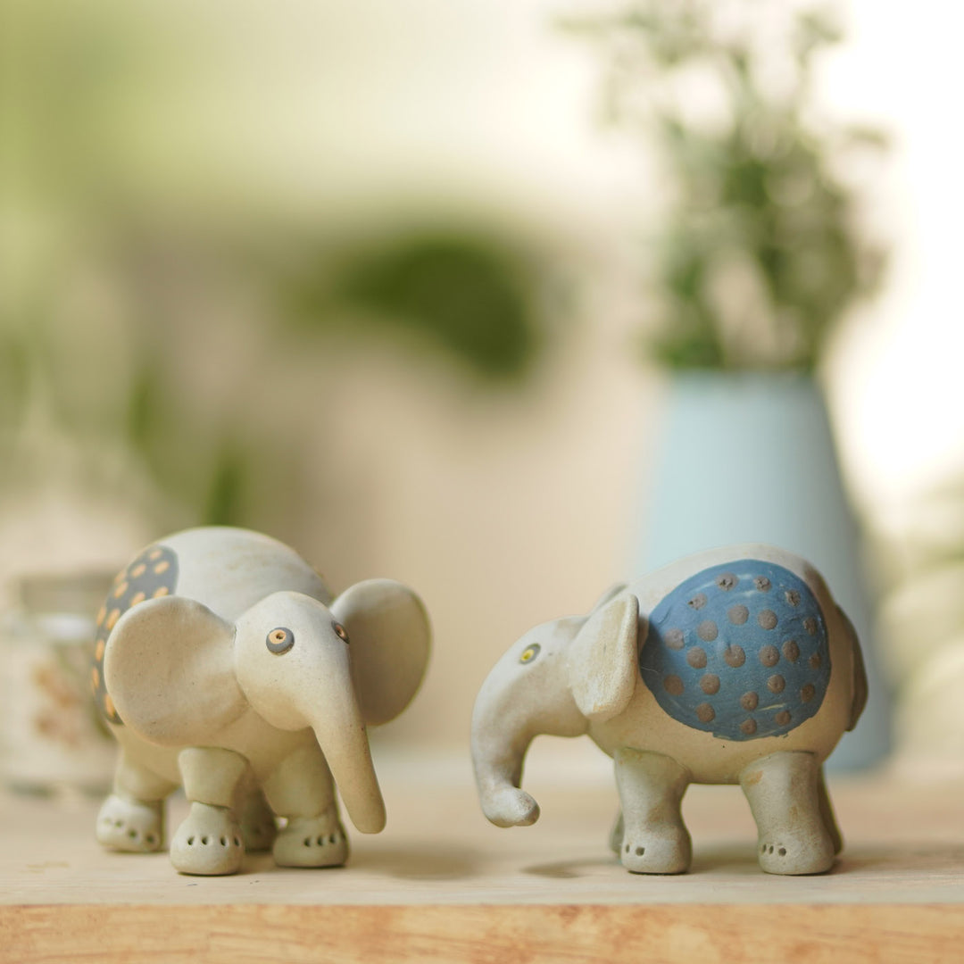 Handmade Nerikomi Ceramic Elephant Figurine