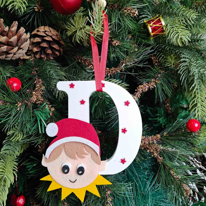 Handmade Elf Monogram Charm Ornament