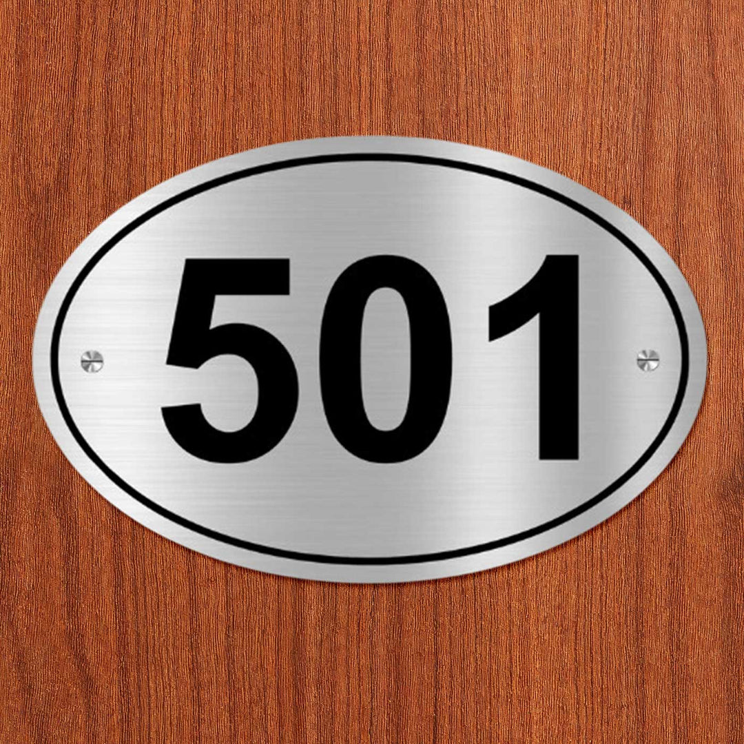 Personalized Oval Minimalist Stainless Steel Number Plate