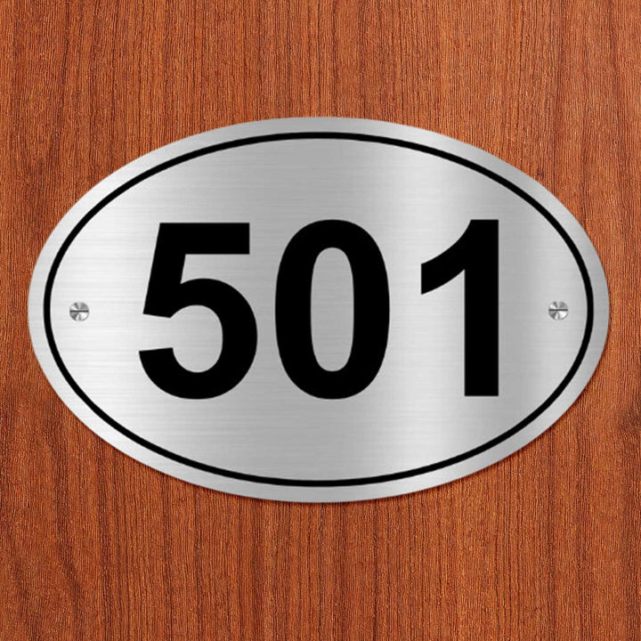 Personalized Oval Minimalist Stainless Steel Number Plate