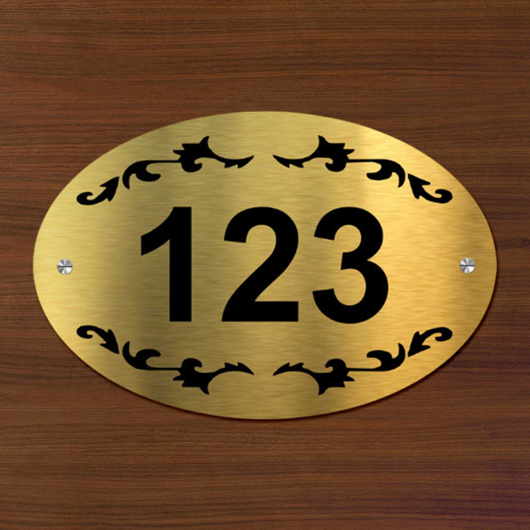 Personalized Classy Oval Gold Stainless Steel Number Plate