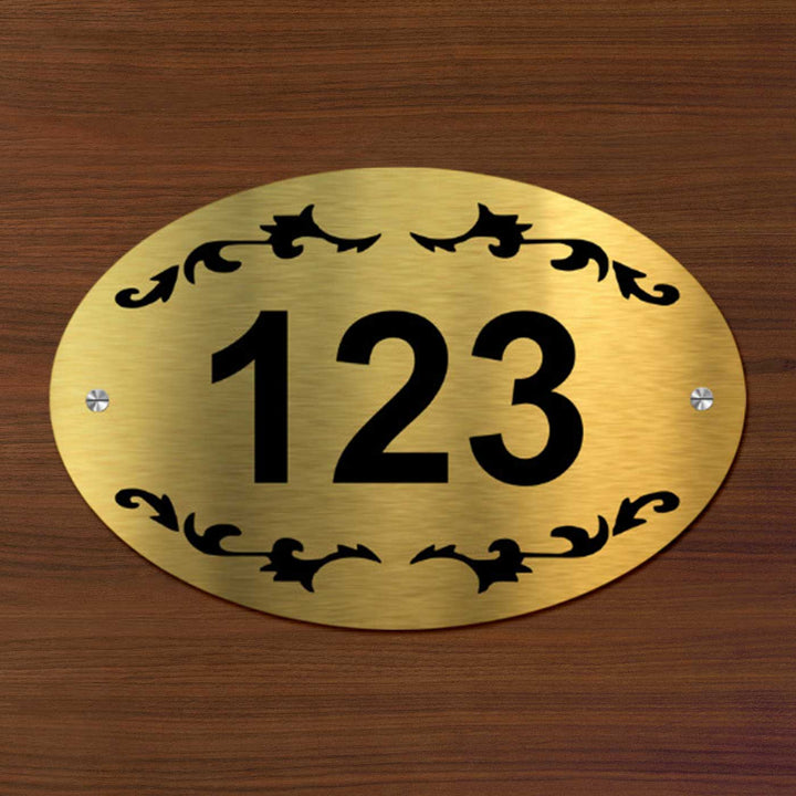 Personalized Classy Oval Gold Stainless Steel Number Plate