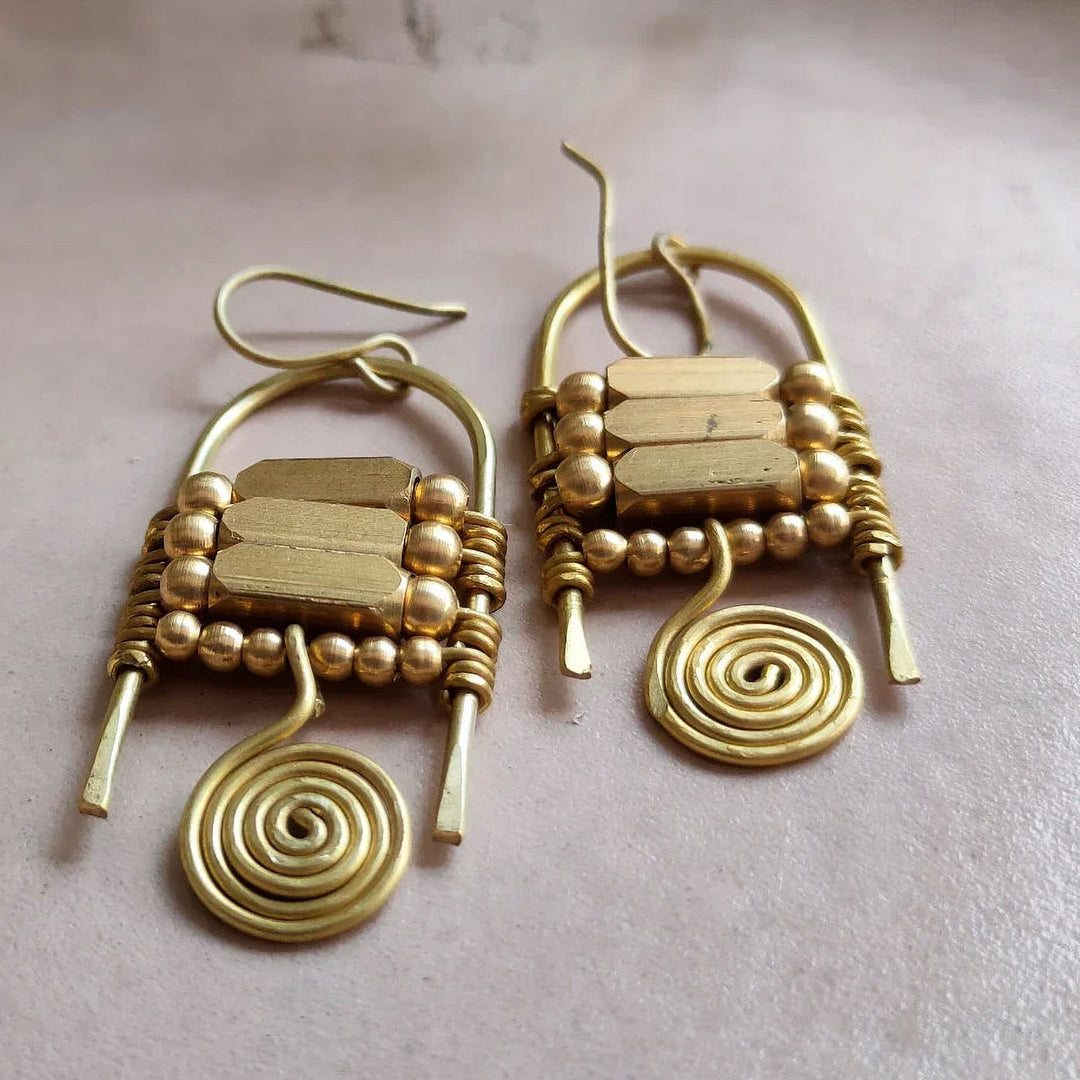 Handmade Elysia Elegance Brass Earrings