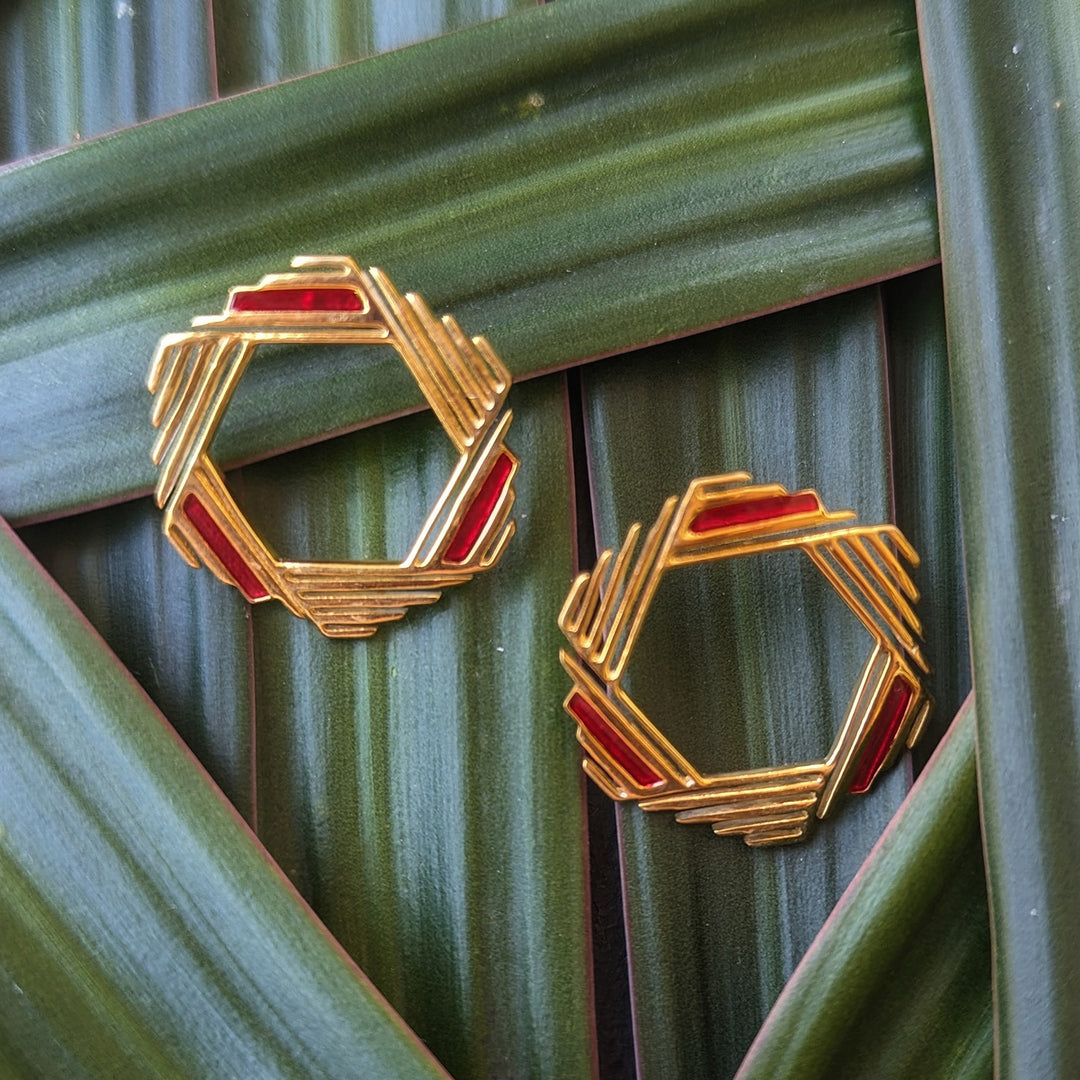 Handmade Ember Glow 22k Gold Plated Silver Earrings