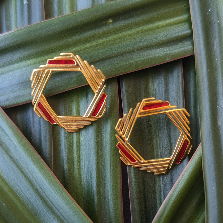 Handmade Ember Glow 22k Gold Plated Silver Earrings