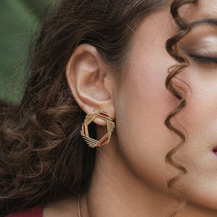 Handmade Ember Glow 22k Gold Plated Silver Earrings