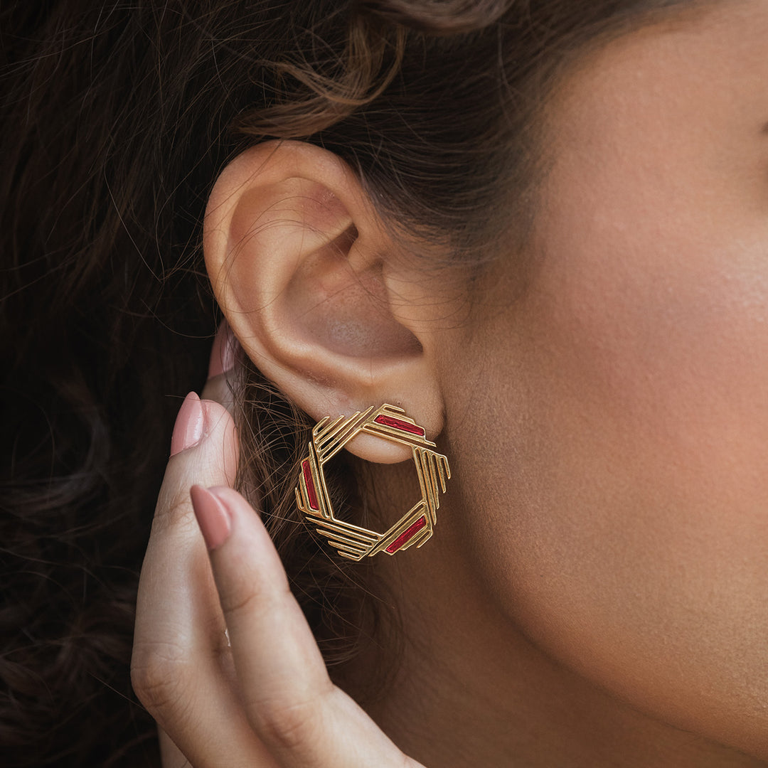 Handmade Ember Glow 22k Gold Plated Silver Earrings