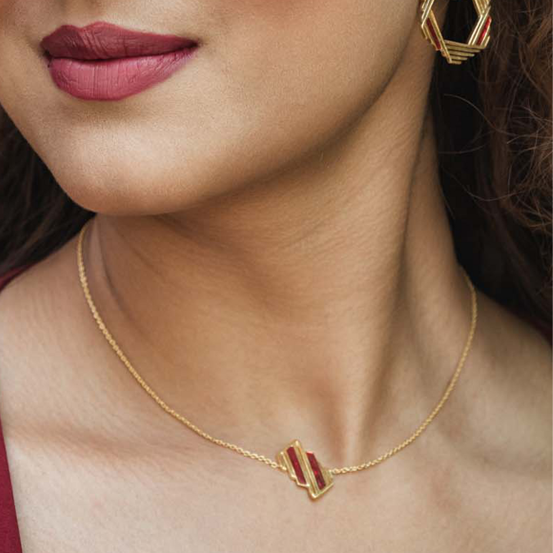 Handmade Ember Glow 22k Gold Plated Silver Necklace