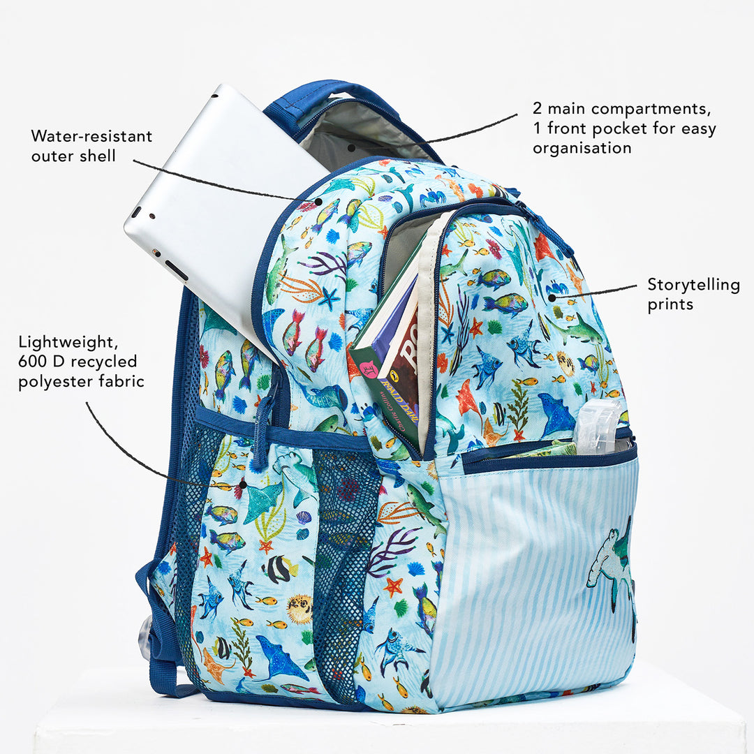 Emerald Cove Theme Water-Resistant Kids Everyday Backpack