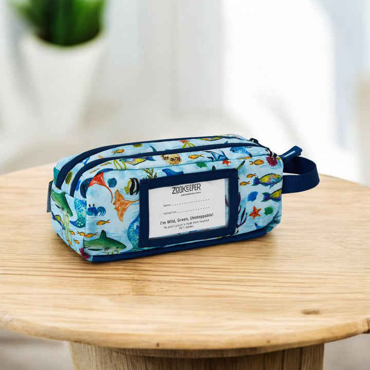 Emerald Cove Theme Water-Resistant Kids Pencil Pouch