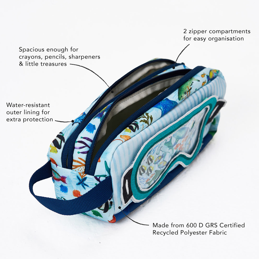 Emerald Cove Theme Water-Resistant Kids Pencil Pouch