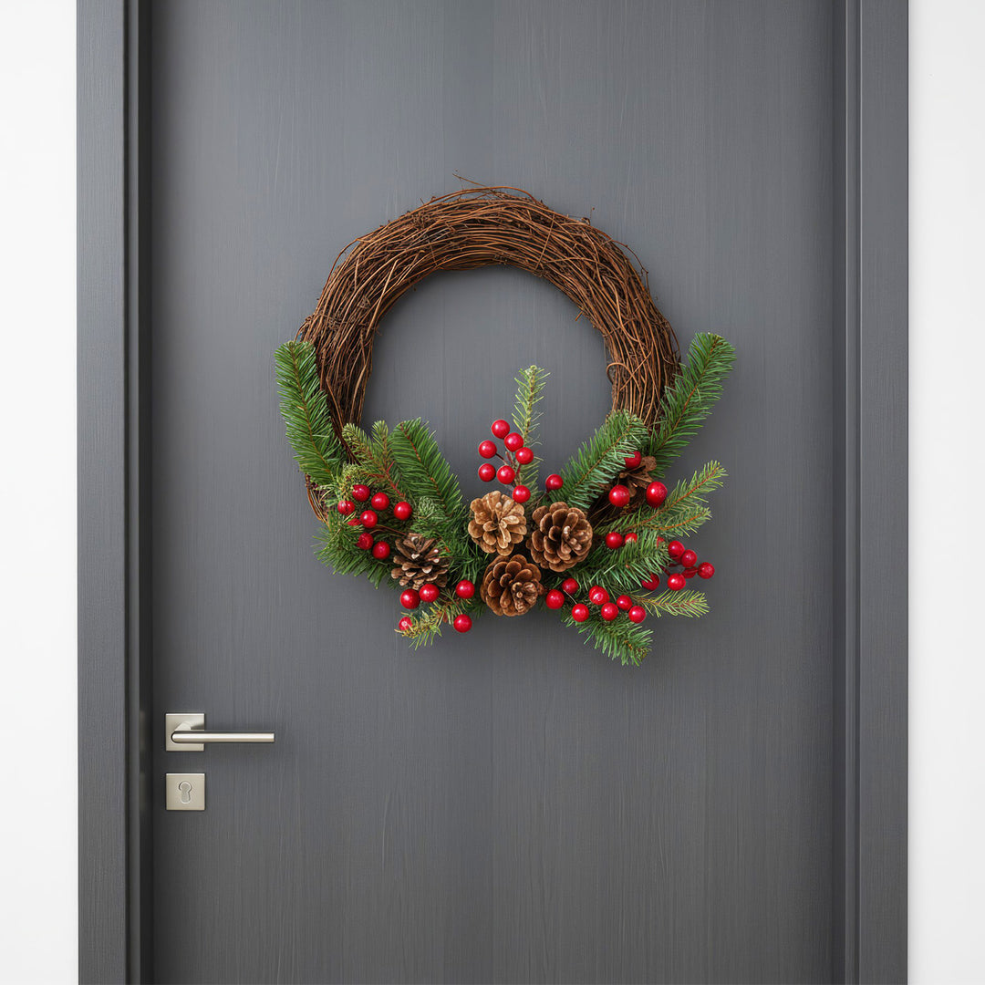 Handmade Berries & Shola Flower Wreath For Christmas Decoration