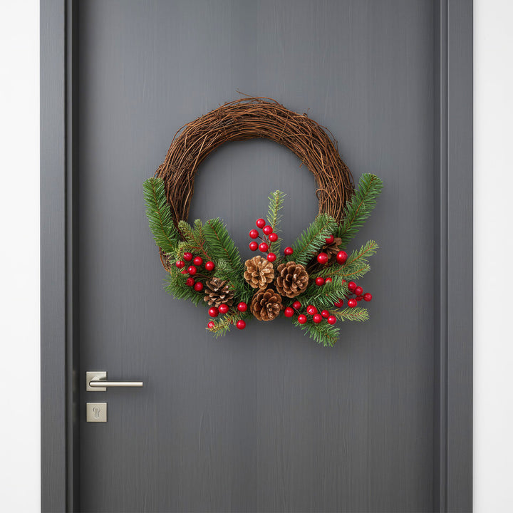 Handmade Berries & Shola Flower Wreath For Christmas Decoration