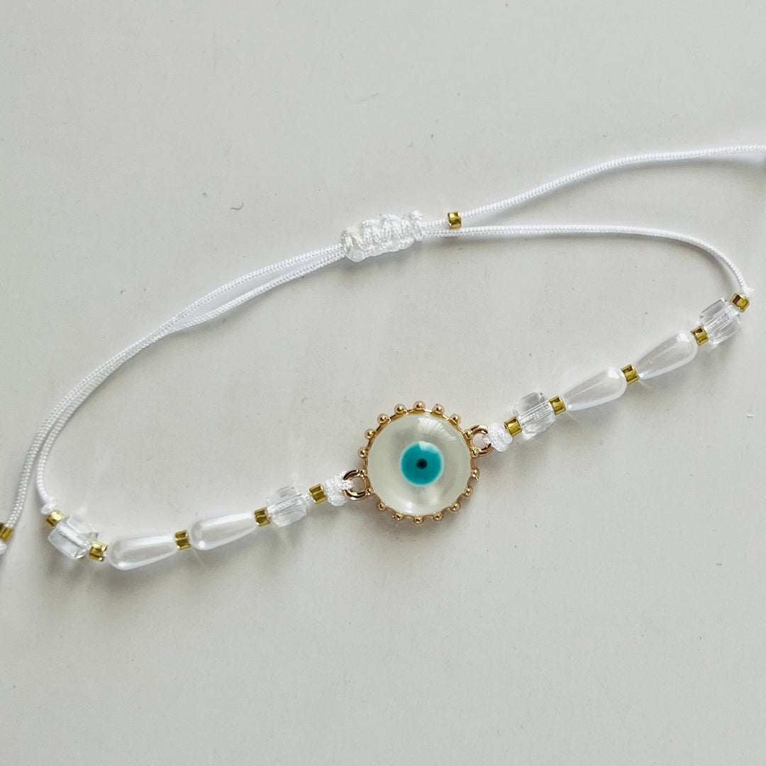 Engraved Evil Eye Enamel Metal Charm Rakhi With Roli Chawal for Brother