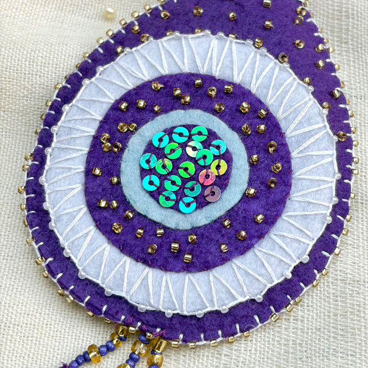 Hand-Embroidered Purple Evil Eye Hanging