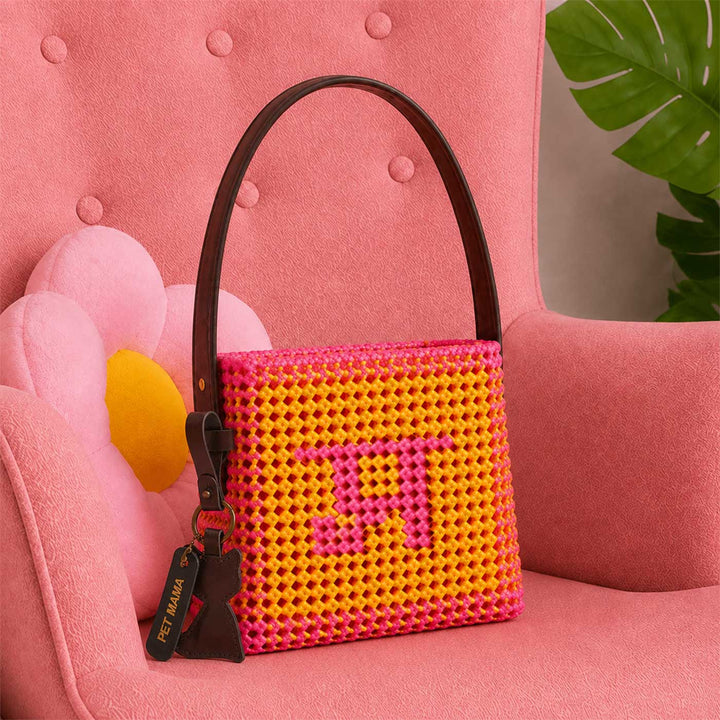 Yellow & Pink Personalized Monogram Handmade Wire Koodai Handbag