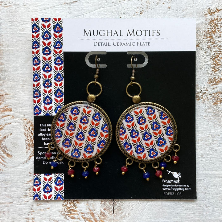 Mughal-Ottoman Floral Art Print Metal Earrings