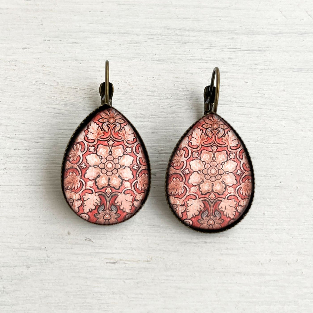 Tipu Sultan’s Palace Red Soffit Panel Art Metal Earrings